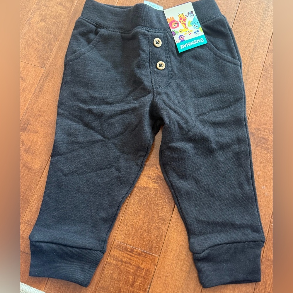 Garanimals Black Kids Jogger Pants with Button Detail